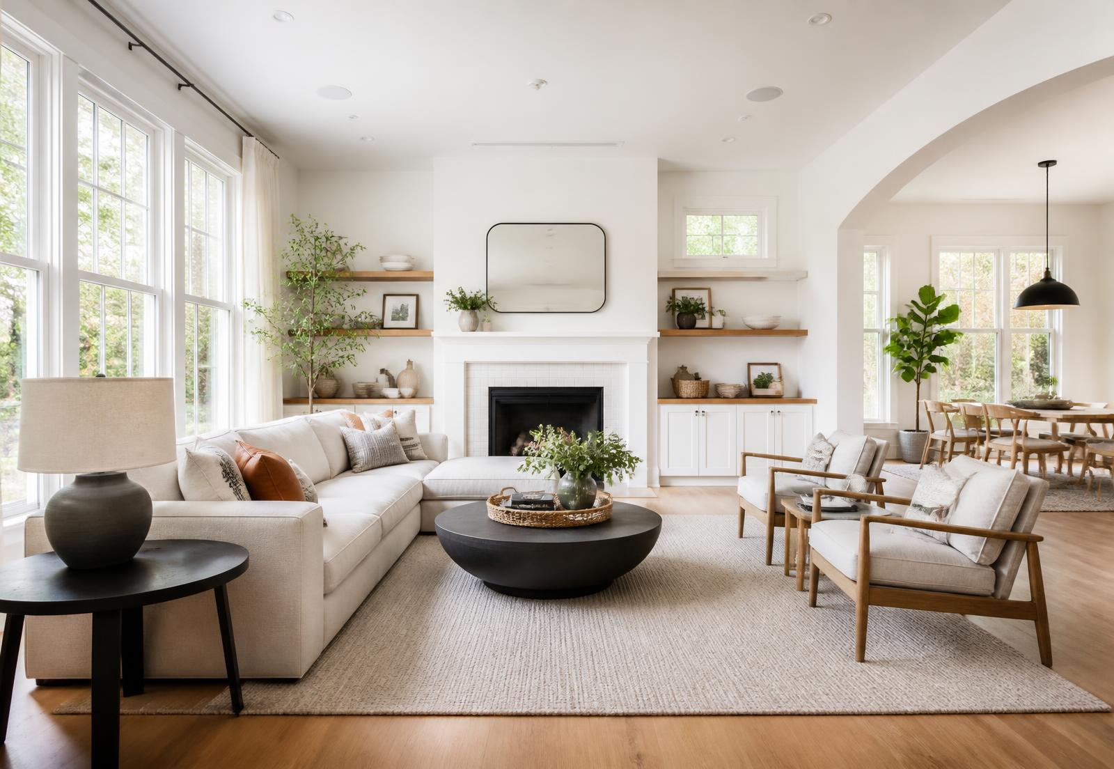 Bright, tidy living room in a Twin Cities home after cleaning